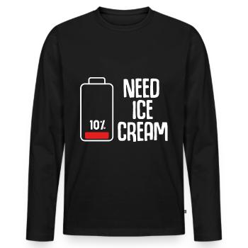 Lustiger Eisdielen Humor bei leerer Batterie - Männer Premium Bio Langarmshirt - Schwarz - Vorne - Nico (187cm)