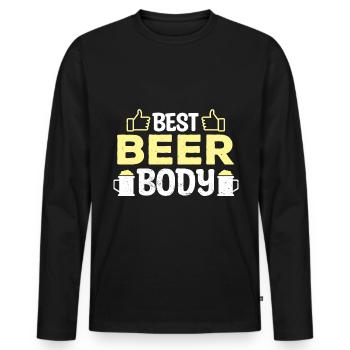 Beer Body Bier Biertrinker Saufen Alkohol Party - Männer Premium Bio Langarmshirt - Schwarz - Vorne - Nico (187cm)