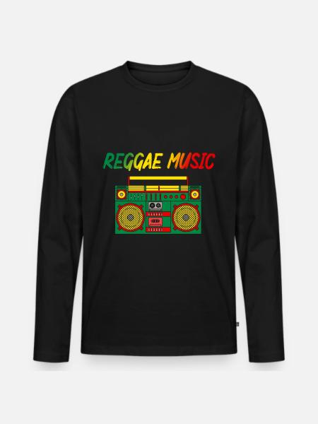 Reggae musique amateurs coloré Jamaïque cassette Radio - T-shirt manches longues Premium bio Homme - noir