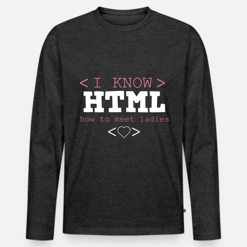 HTML Editor Hypertext Markup Language Web Document Men's Premium Organic Long Sleeve Shirt