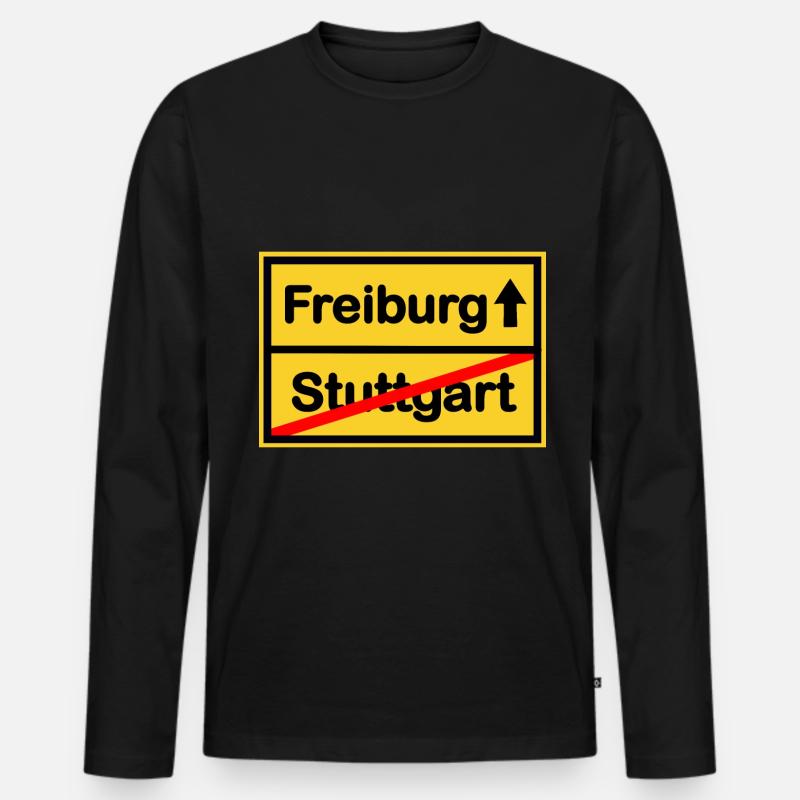 Die Freiburger - Männer Premium Bio Langarmshirt - Schwarz