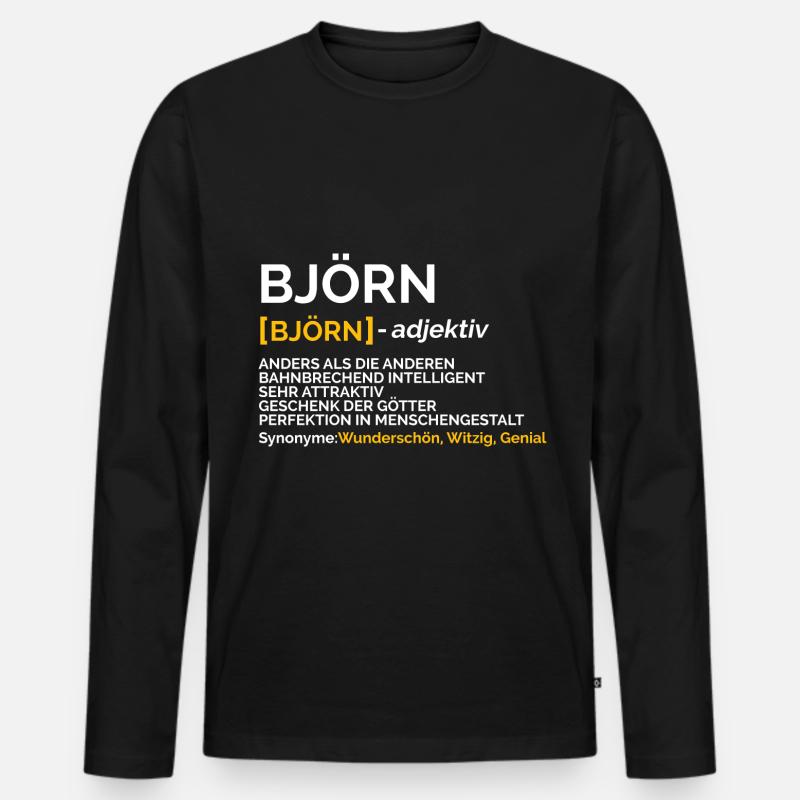 Björn - Männer Premium Bio Langarmshirt - Schwarz