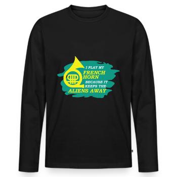 French horn horn player - Men's Premium Organic Long Sleeve Shirt - black - Front - Nico (187cm)