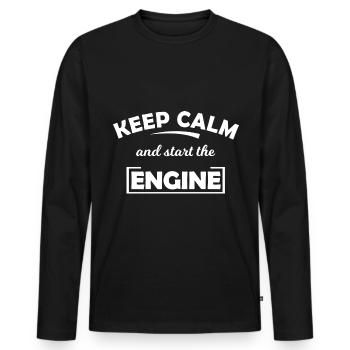 Démarre les moteurs - T-shirt manches longues Premium bio Homme - noir - Devant - Nico (187cm)
