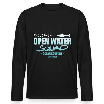 Shirt für Taucher, Schnorcheln und Schwimmer - Männer Premium Bio Langarmshirt - Schwarz - Vorne - Nico (187cm)