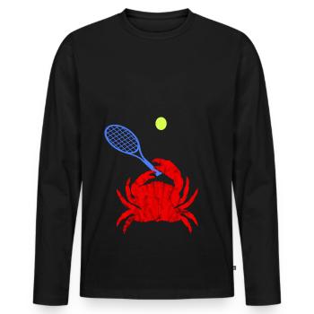 Cadeaux de créatures de mer de crabe de joueur de tennis - T-shirt manches longues Premium bio Homme - noir - Devant - Nico (187cm)