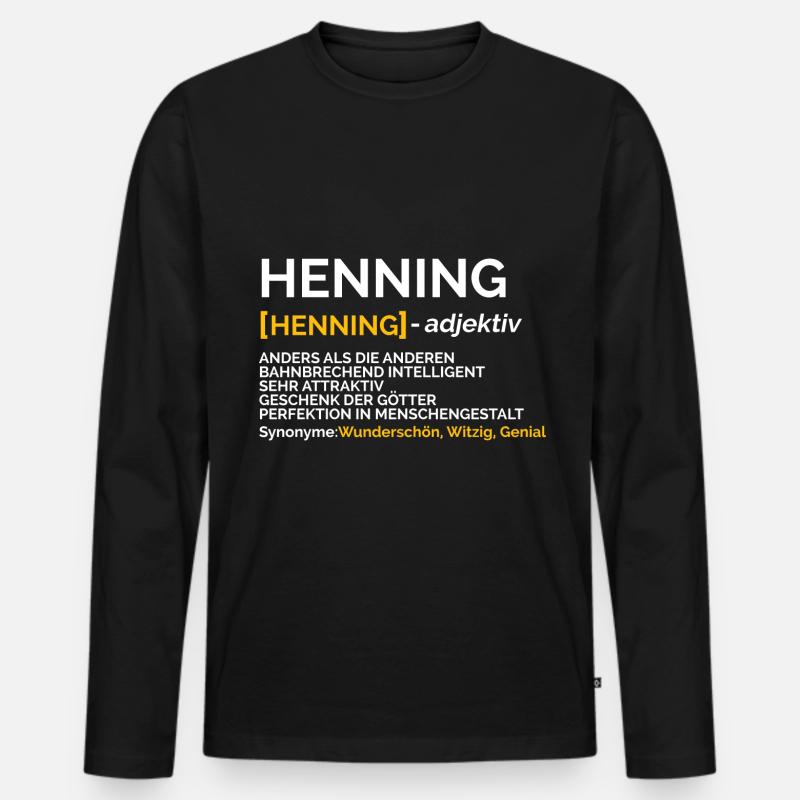 Henning - Männer Premium Bio Langarmshirt - Schwarz