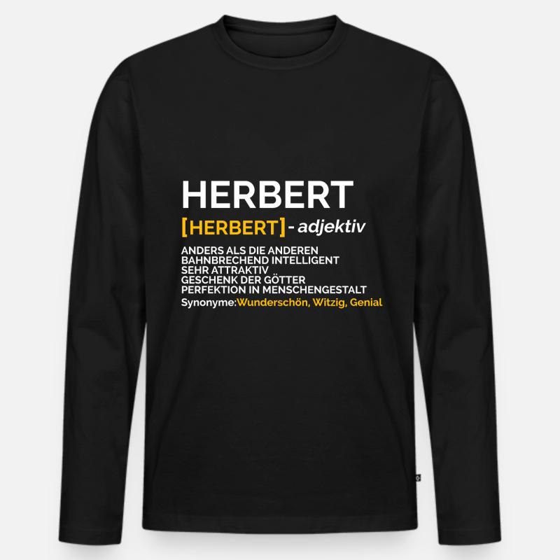 Herbert - Männer Premium Bio Langarmshirt - Schwarz