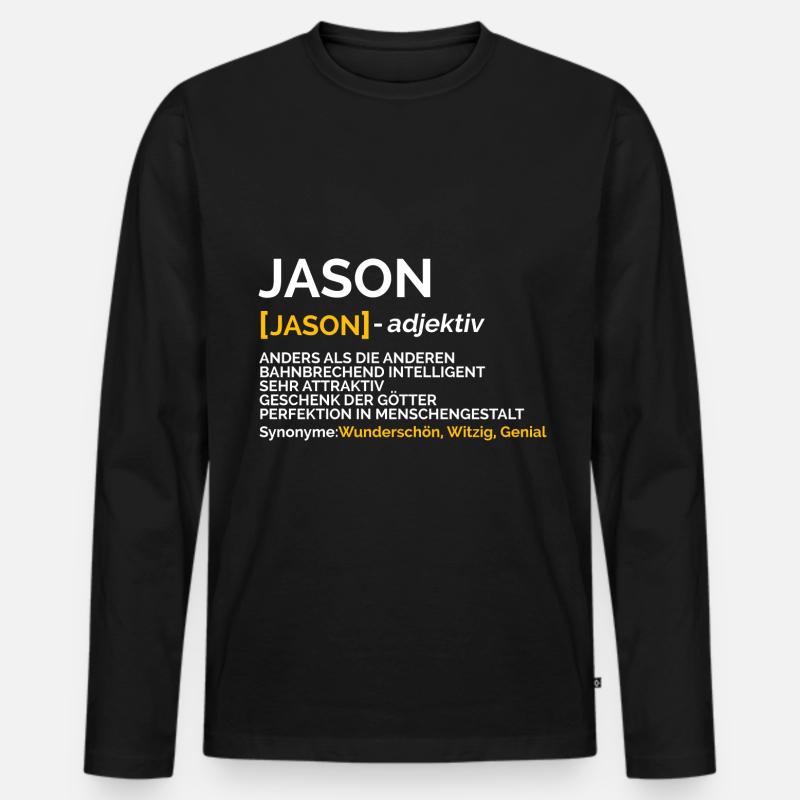Jason - Männer Premium Bio Langarmshirt - Schwarz