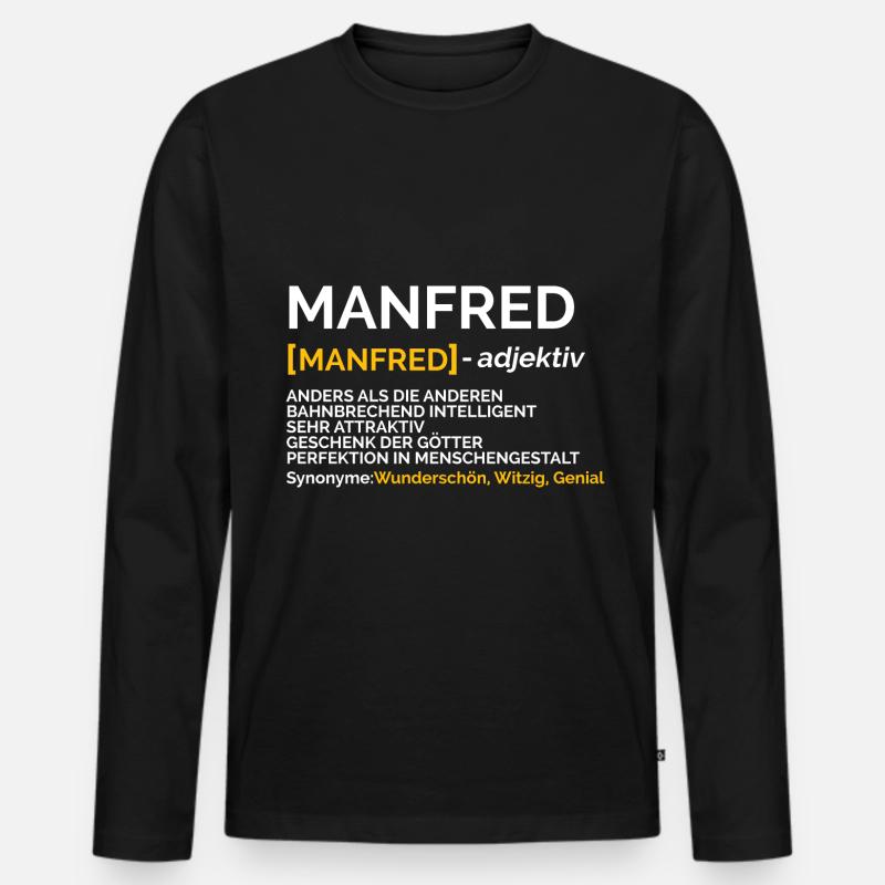 Manfred - Männer Premium Bio Langarmshirt - Schwarz