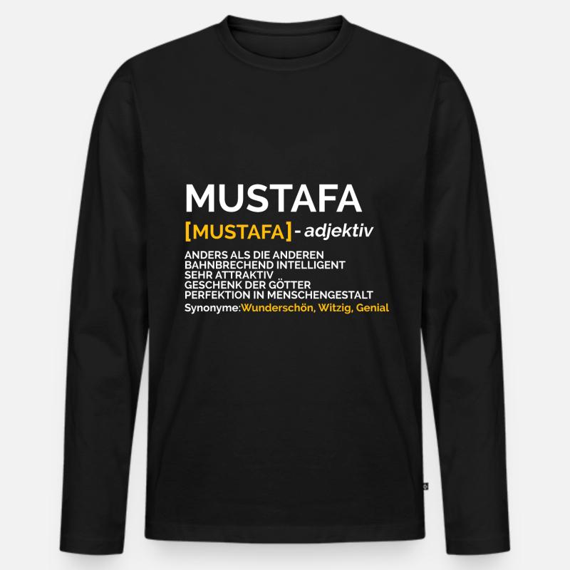 Mustafa - Männer Premium Bio Langarmshirt - Schwarz