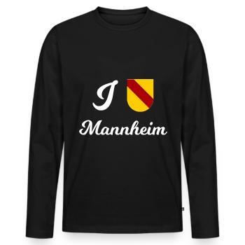 J’adore Mannheim - T-shirt manches longues Premium bio Homme - noir - Devant - Nico (187cm)