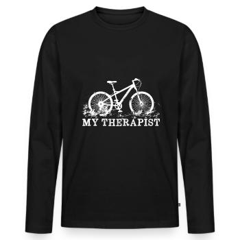 MTB Mountainbike - Männer Premium Bio Langarmshirt - Schwarz - Vorne - Nico (187cm)