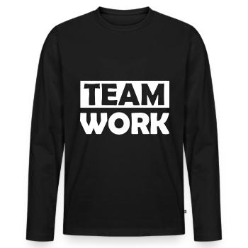 The team at work - Men's Premium Organic Long Sleeve Shirt - black - Front - Nico (187cm)