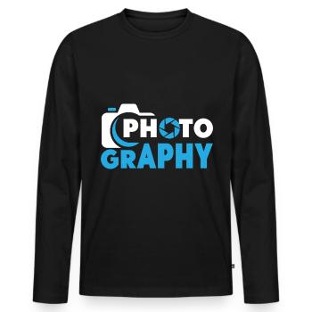 Photographe Photographie Appareil photo Photos - T-shirt manches longues Premium bio Homme - noir - Devant - Nico (187cm)