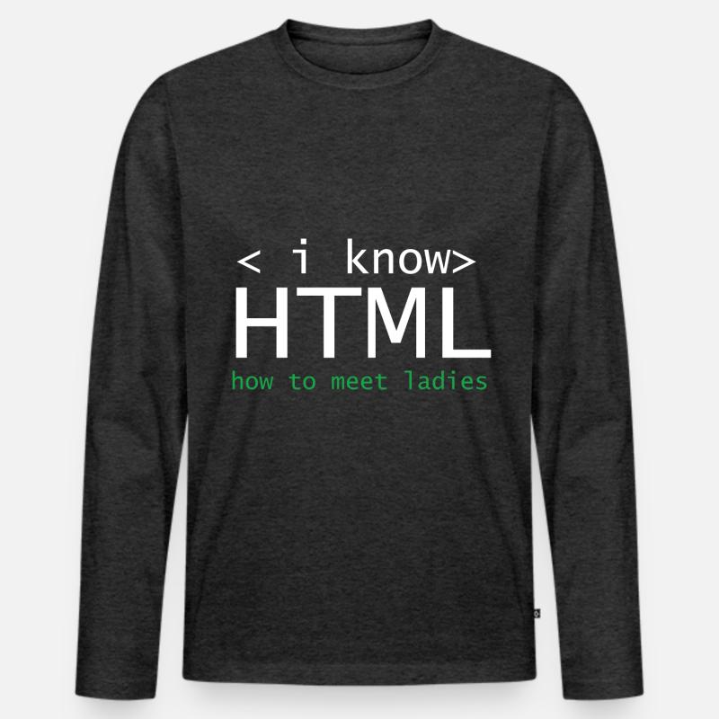 HTML Editor Hypertext Markup Language Web Document Men's Premium Organic Long Sleeve Shirt