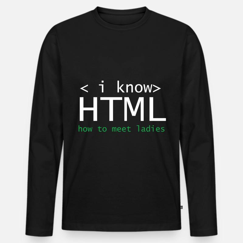 HTML Editor Hypertext Markup Language Webdokument Männer Premium Bio Langarmshirt