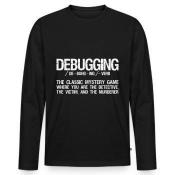 Informatiker Coding - Debugging Programmieren - Männer Premium Bio Langarmshirt - Schwarz - Vorne - Nico (187cm)
