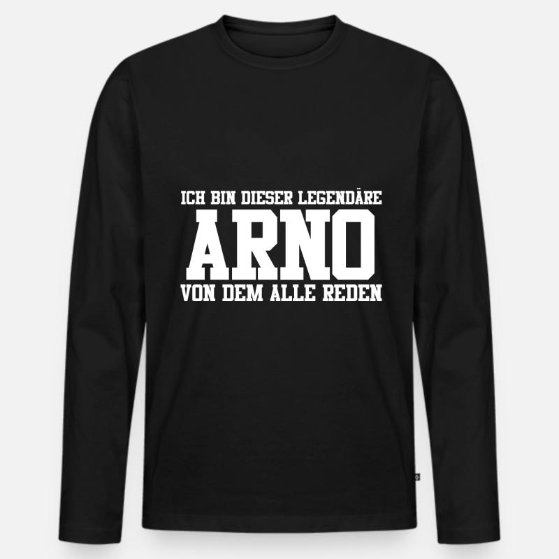 Arno Name Design - Männer Premium Bio Langarmshirt - Schwarz