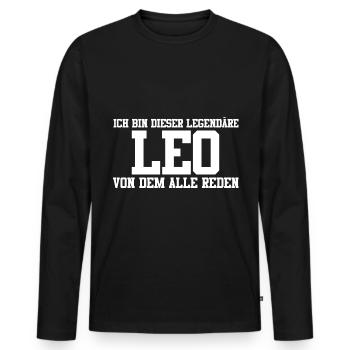 Leo Name Design - Männer Premium Bio Langarmshirt - Schwarz - Vorne - Nico (187cm)