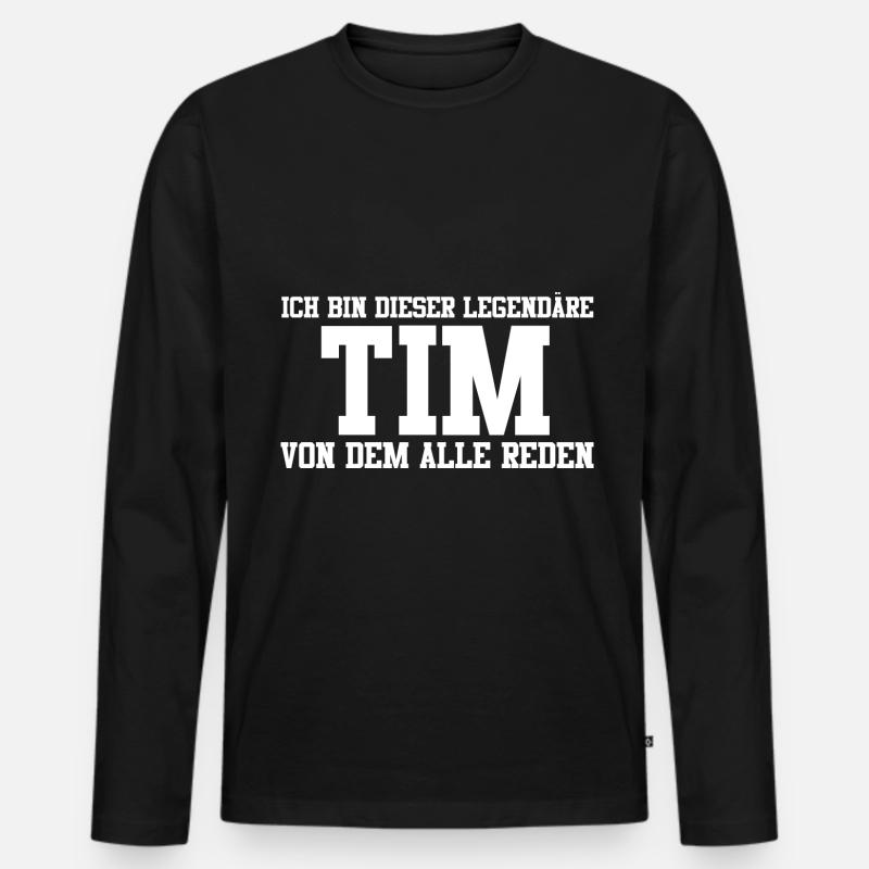 Tim Name Design - Männer Premium Bio Langarmshirt - Schwarz