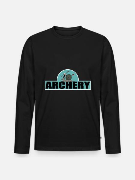 Bueskydning Archer Tegneserie Sjove Billeder - Premium økologisk langærmet T-shirt til mænd - sort