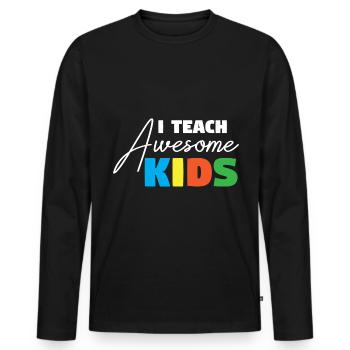 Enseignant Enseignant Enseignant école primaire Enseignant d’école - T-shirt manches longues Premium bio Homme - noir - Devant - Nico (187cm)
