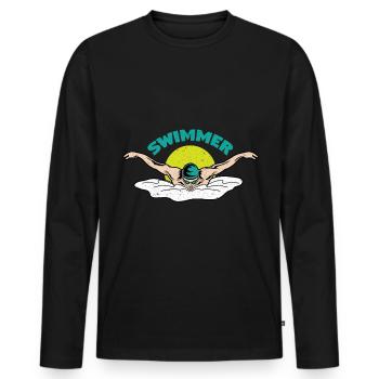 Swimmers Swimming 50 meters lane - Men's Premium Organic Long Sleeve Shirt - black - Front - Nico (187cm)