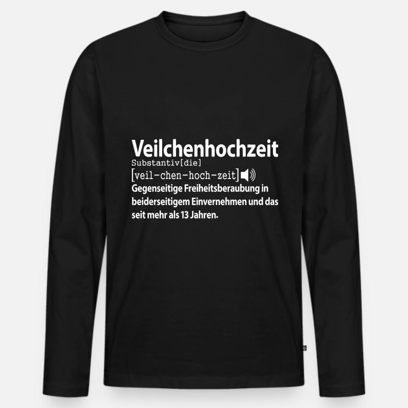 Veilchenhochzeit 13 jahre Hochzeitstag Ehefrau - Männer Premium Bio Langarmshirt - Schwarz
