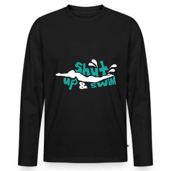 Swimmers Swimming 50 meters track Breaststroke - Men's Premium Organic Long Sleeve Shirt - black - Front - Nico (187cm)