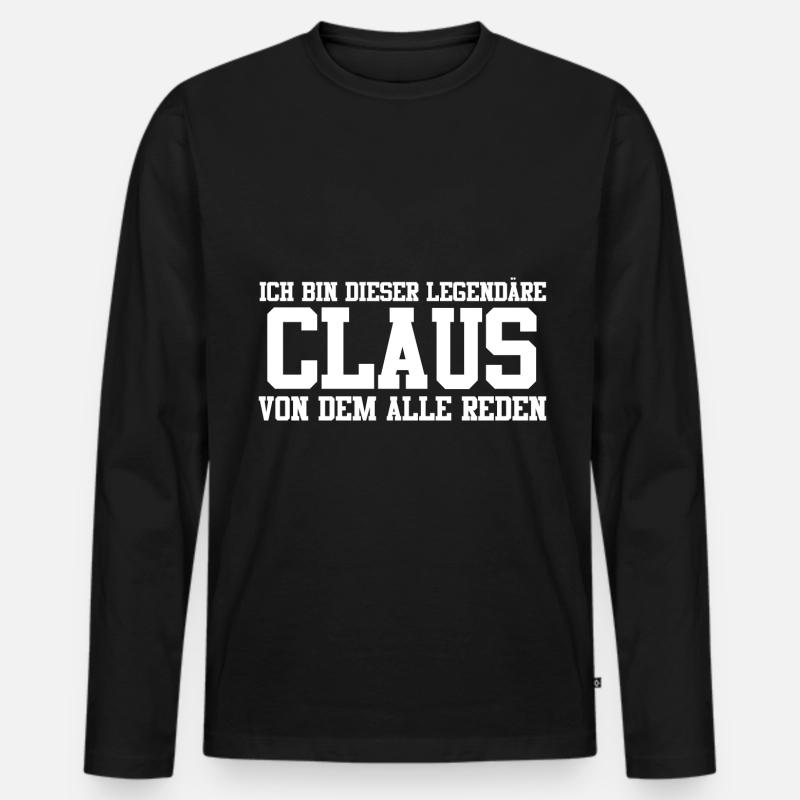 Claus Name Design - Männer Premium Bio Langarmshirt - Schwarz