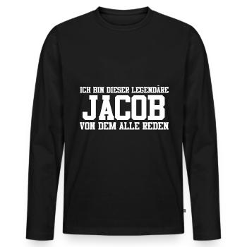 Jacob Name Design - Männer Premium Bio Langarmshirt - Schwarz - Vorne - Nico (187cm)