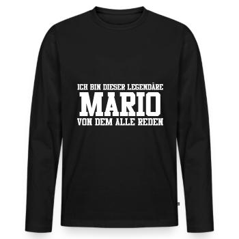 Mario Name Design - Männer Premium Bio Langarmshirt - Schwarz - Vorne - Nico (187cm)