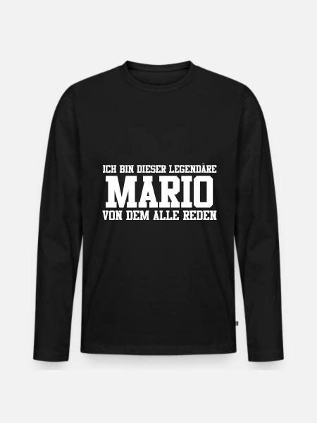 Mario Name Design - Männer Premium Bio Langarmshirt - Schwarz