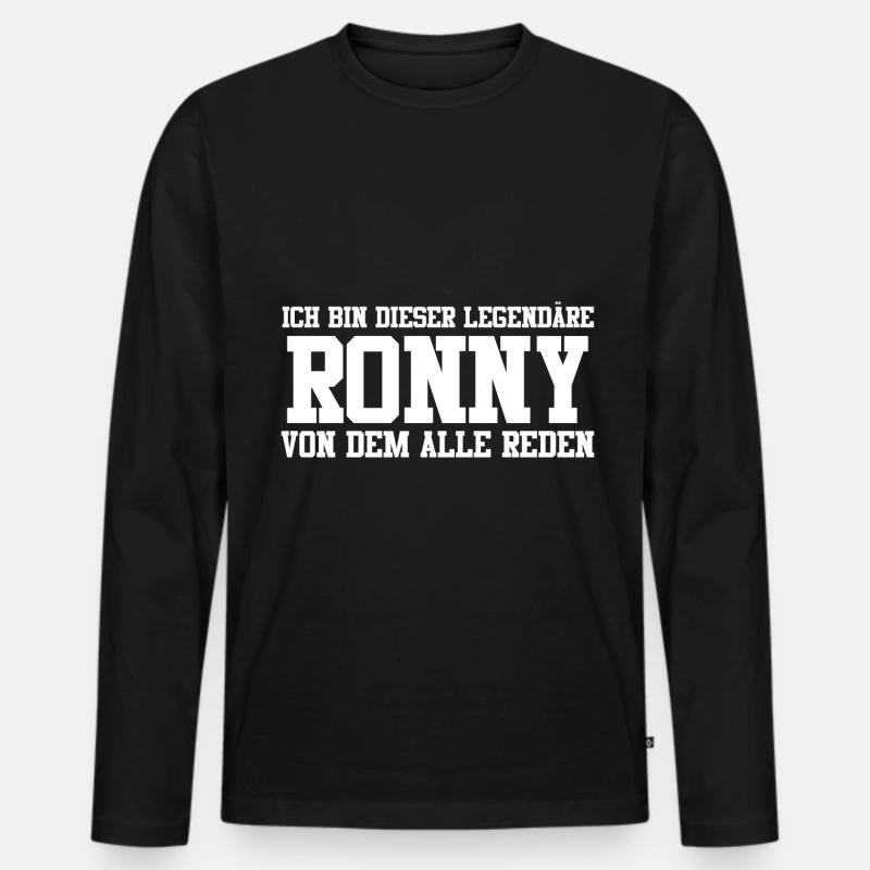Ronny Name Design - Männer Premium Bio Langarmshirt - Schwarz