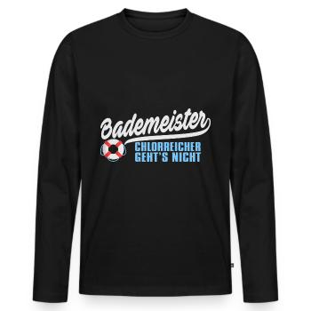 Bademeister Schwimmen Freibad Schwimmbad Geschenk - Männer Premium Bio Langarmshirt - Schwarz - Vorne - Nico (187cm)