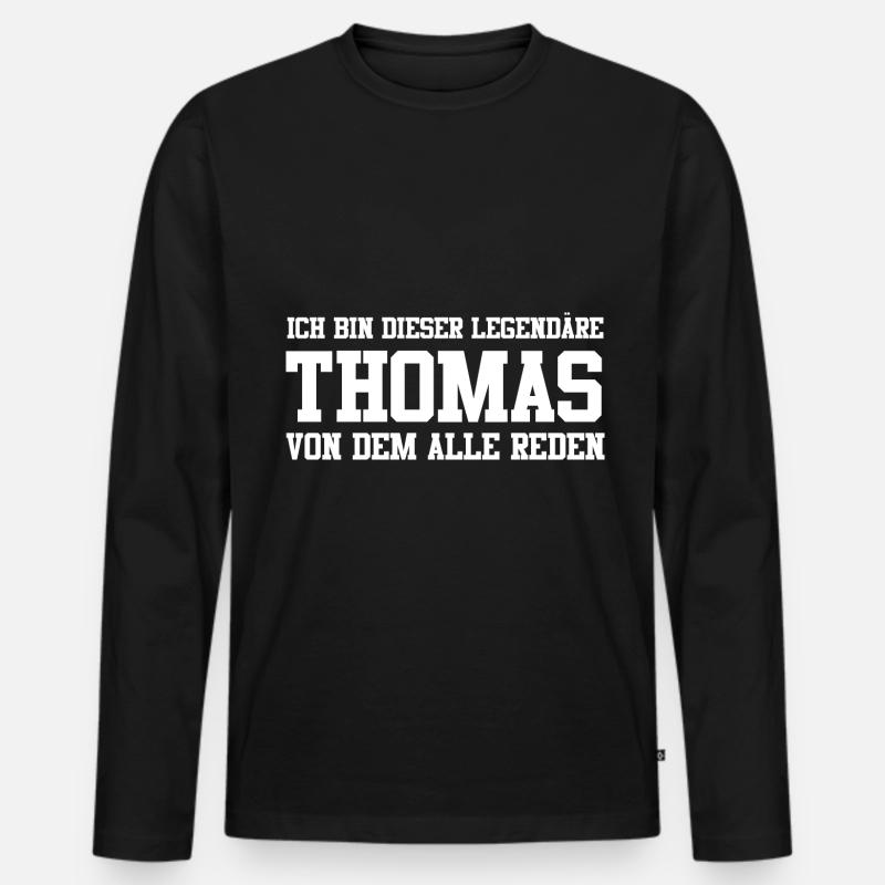 Thomas Name Design - Männer Premium Bio Langarmshirt - Schwarz