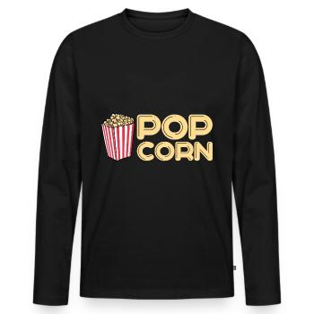 Popcorn - Männer Premium Bio Langarmshirt - Schwarz - Vorne - Nico (187cm)
