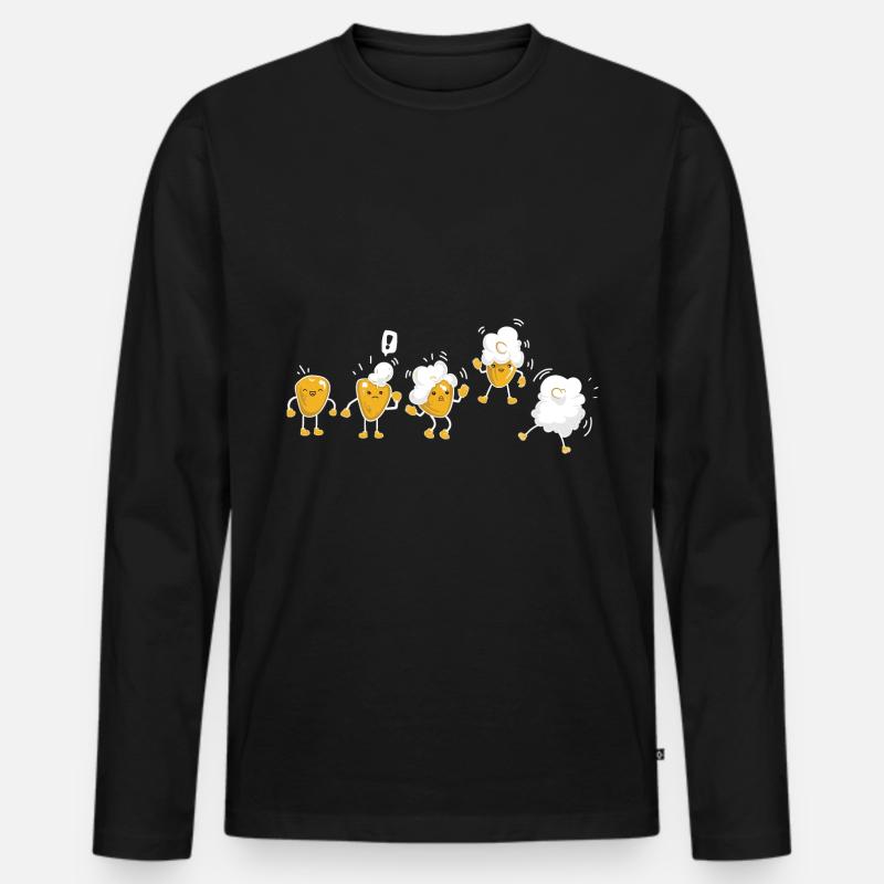 Popcorn - Männer Premium Bio Langarmshirt - Schwarz