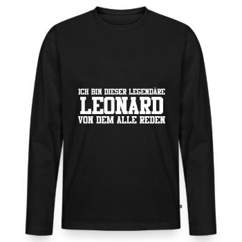 Leonard Name Design - Männer Premium Bio Langarmshirt - Schwarz - Vorne - Nico (187cm)