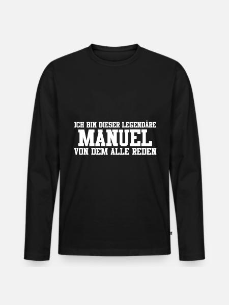 Manuel Name Design - Männer Premium Bio Langarmshirt - Schwarz