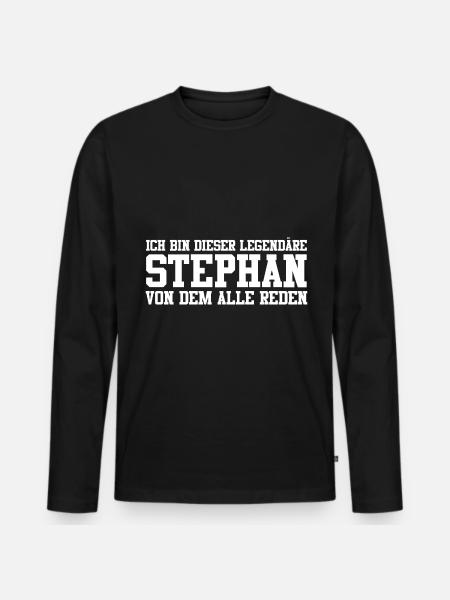 Stephan Name Design - Männer Premium Bio Langarmshirt - Schwarz