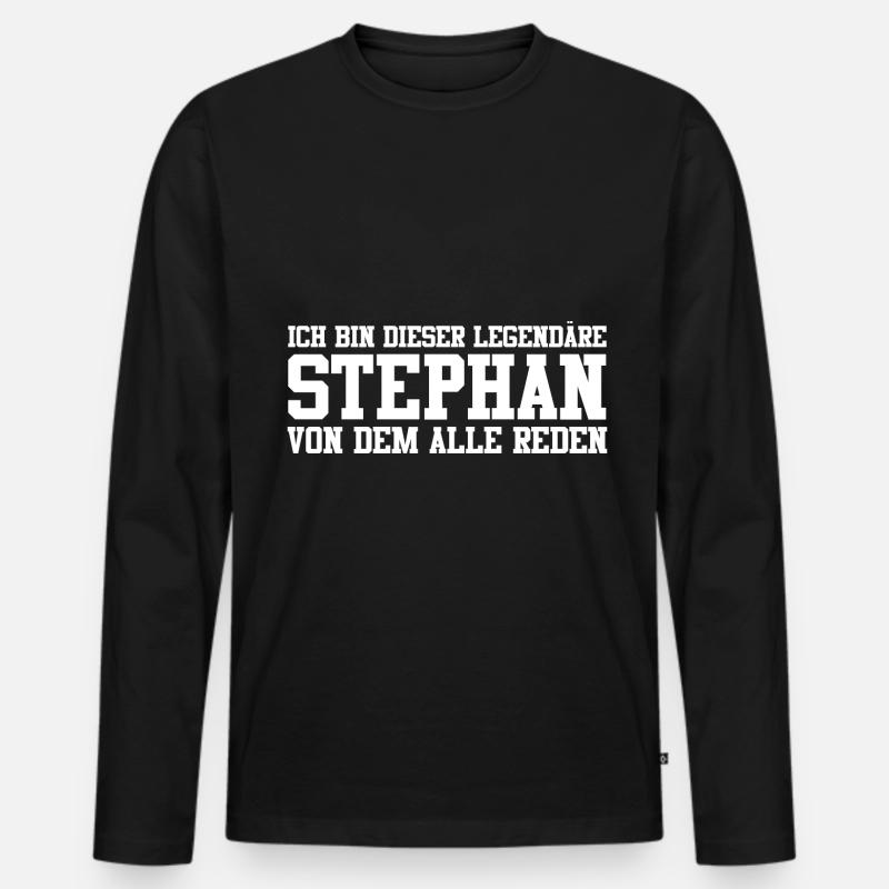 Stephan Name Design - Männer Premium Bio Langarmshirt - Schwarz