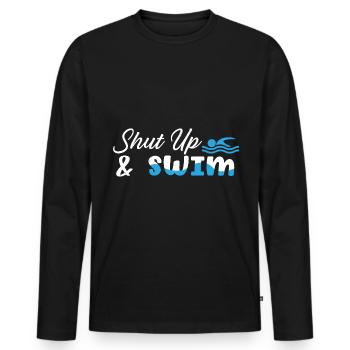 Swimmers Swimming 50 meters track Breaststroke - Men's Premium Organic Long Sleeve Shirt - black - Front - Nico (187cm)