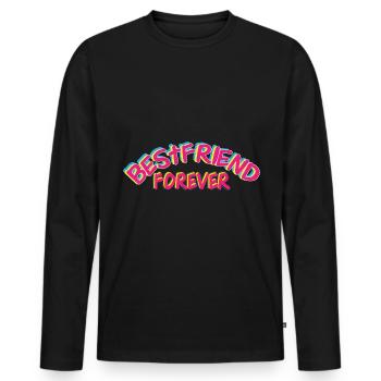 Beste Freunde Best Buds Beste Freundinin - Männer Premium Bio Langarmshirt - Schwarz - Vorne - Nico (187cm)