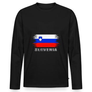 Slovenia - Men's Premium Organic Long Sleeve Shirt - black - Front - Nico (187cm)