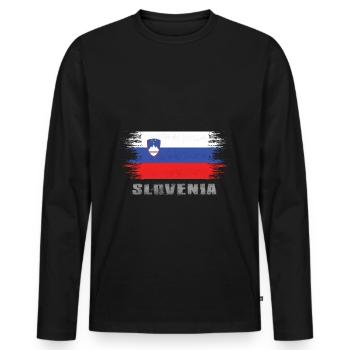 Slovenia - Men's Premium Organic Long Sleeve Shirt - black - Front - Nico (187cm)