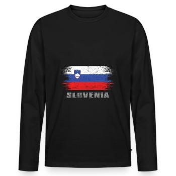 Slovénie - T-shirt manches longues Premium bio Homme - noir - Devant - Nico (187cm)
