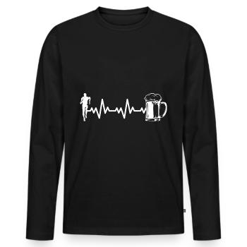 Jogging Running Runner coureur - T-shirt manches longues Premium bio Homme - noir - Devant - Nico (187cm)