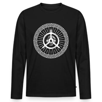 Illuminati Pyramide Mit Auge T-Shirt Verschwörung - Männer Premium Bio Langarmshirt - Schwarz - Vorne - Nico (187cm)